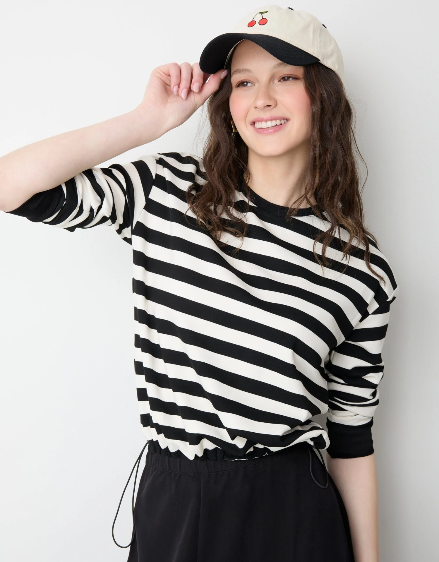 Nautical Striped Bungee Top Black Ivory 1 Nautical Striped Bungee Top Black Ivory