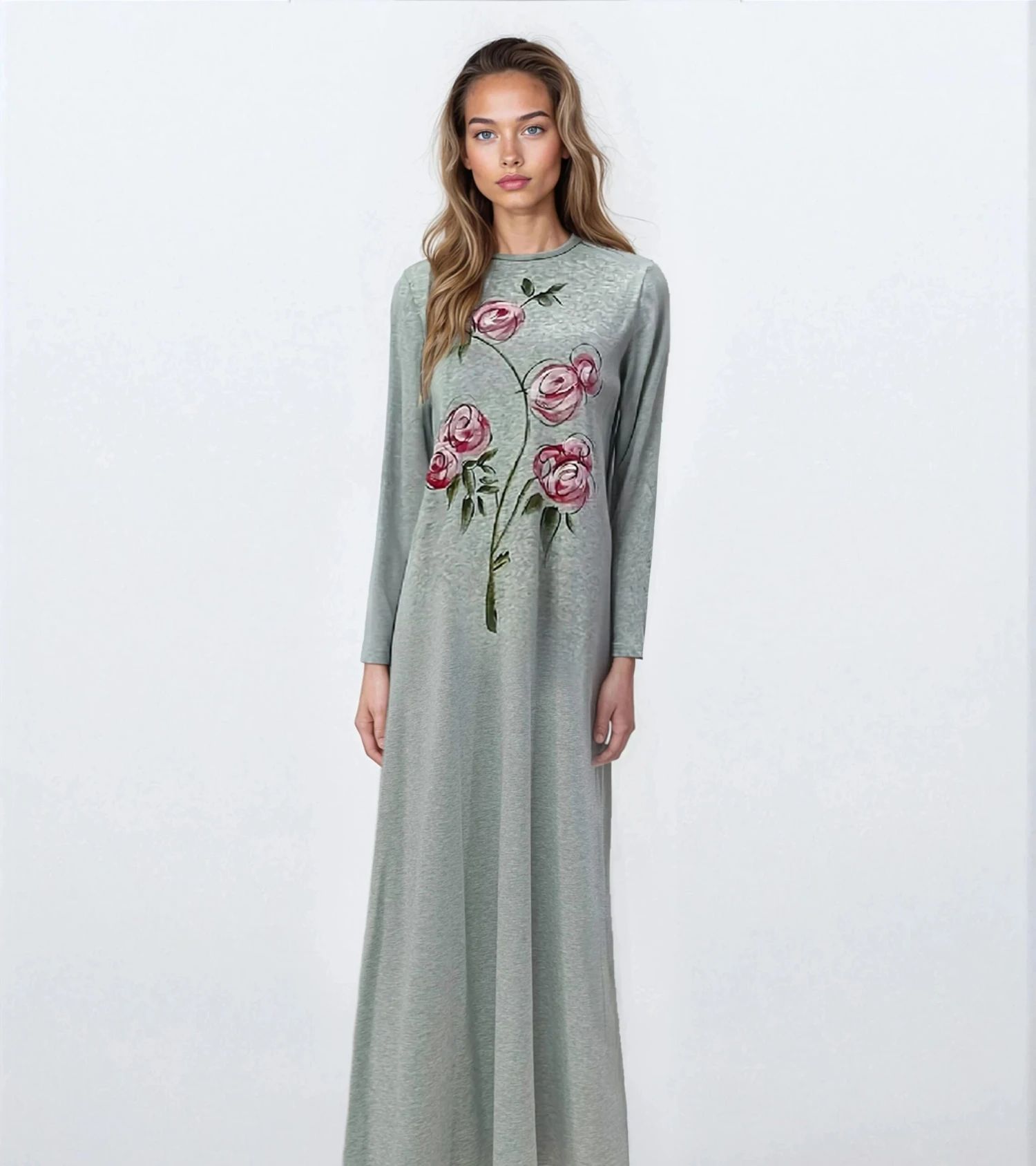 Gray Floral Nightgown 1 Gray Floral Nightgown