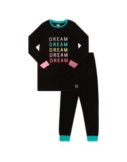 Pima Cotton Dream Kids And Teen Tunic Legging Pajamas Set Black Red