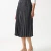 29" Woven Accordian Pleat Skirt With Covered Elastic Waistband Gray Heather