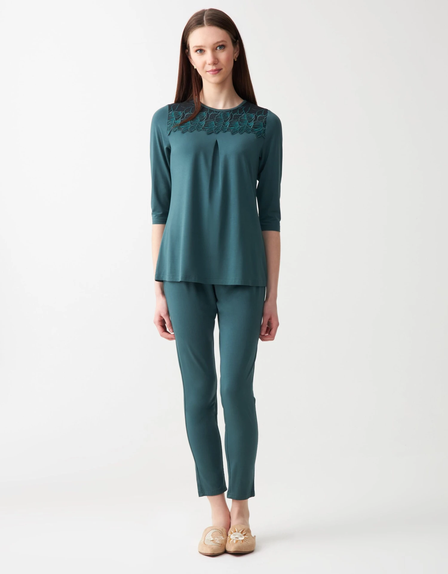 Cinderella Soft Pajama Legging Set With Sparkly Lace Teal Green 1 Cinderella Soft Pajama Legging Set With Sparkly Lace Teal Green