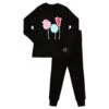 Kids Pima Cotton Flower Buddies Pajamas Legging Playwear Set Black