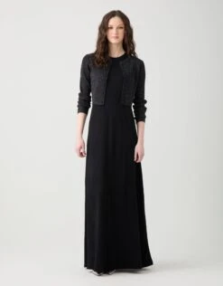 Sleeveless Crew Neck Jersey Maxi Dress Black