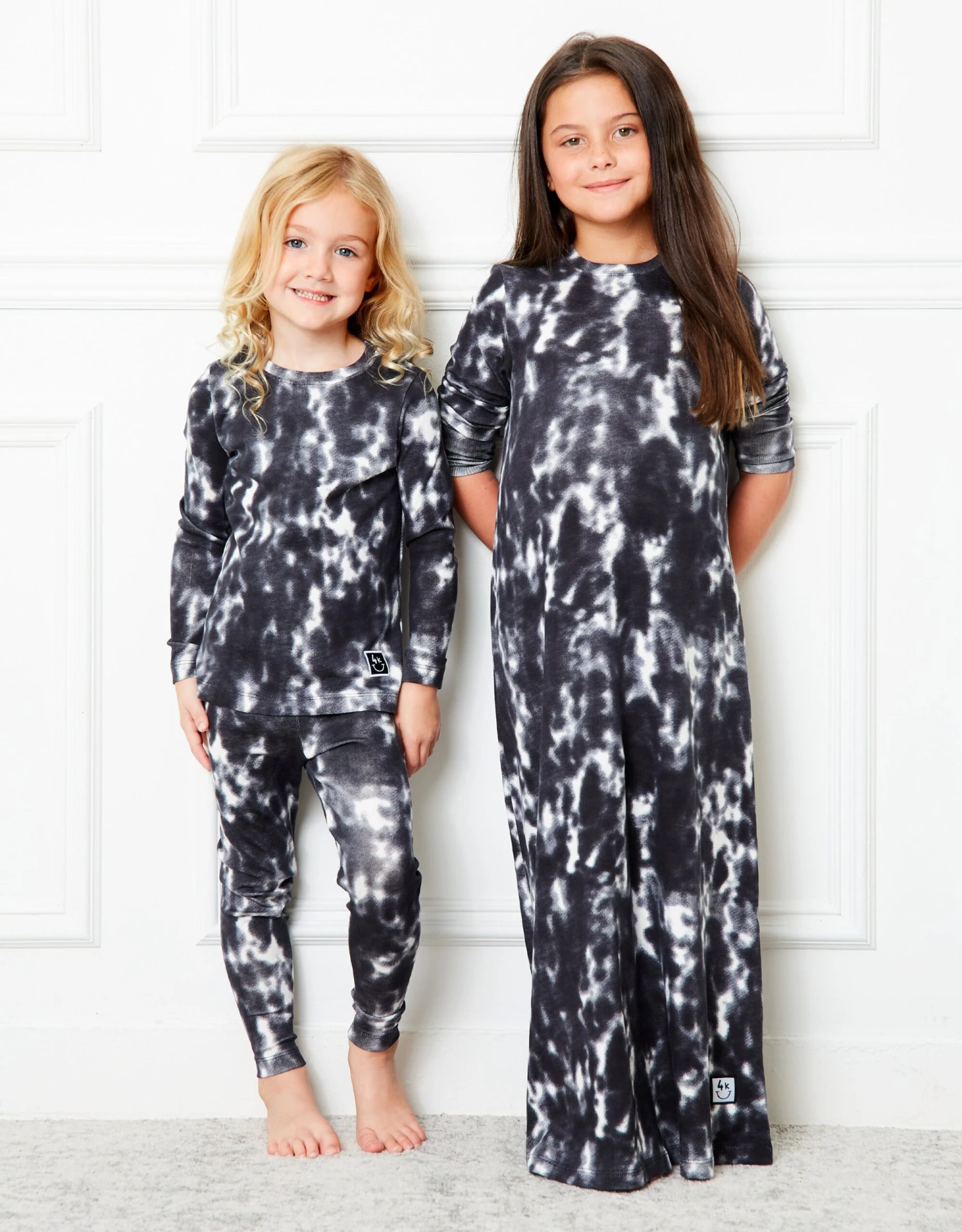Kids Pima Cotton Tie Dye Legging Playwear Set Black 2 Kids Pima Cotton Tie Dye Legging Playwear Set Black - Image 2