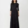 Contrast Stitched Aline Sleeveless Maxi Dress Shabbos Robe Black