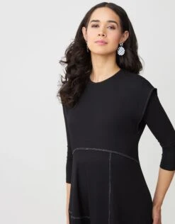 Contrast Stitched Aline Sleeveless Maxi Dress Shabbos Robe Black 5 Contrast Stitched Aline Sleeveless Maxi Dress Shabbos Robe Black -Fashionable Home Wear C2401 SleevelessStitched.BlkWht3