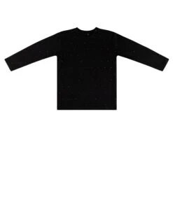 Kids Long Sleeve Crew Neck Shell With Colored Studs Black