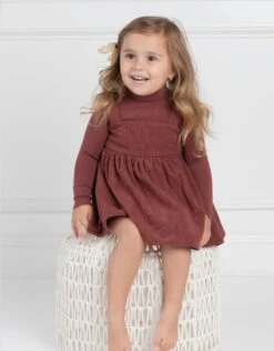 Toddler Girl Corduroy Playwear Set With Matching Turtleneck Cinnamon