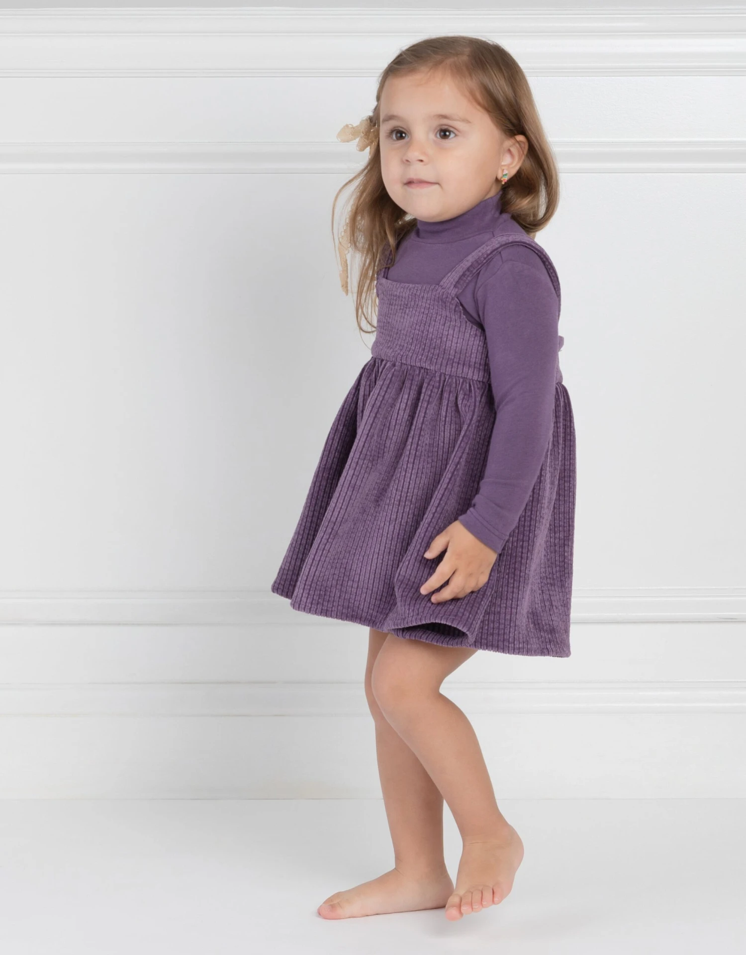 Toddler Girl Corduroy Playwear Set With Matching Turtleneck Purple 1 Toddler Girl Corduroy Playwear Set With Matching Turtleneck Purple