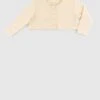 Cropped Jersey Button Cardigan Cream