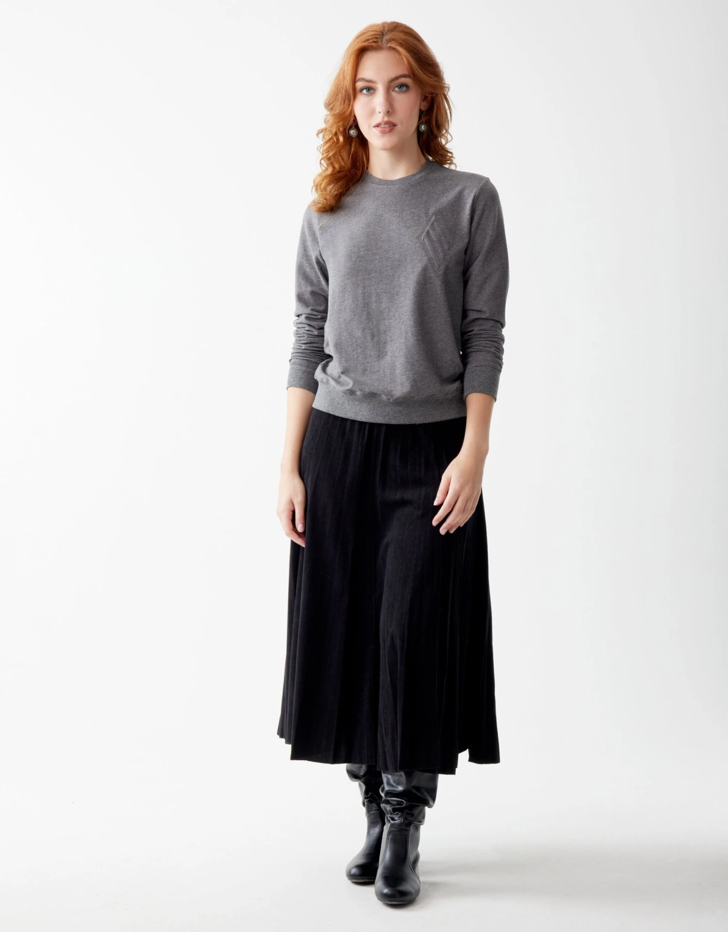 AVID Light French Terry Logo Embossed Sweatshirt Heather Gray 2 AVID Light French Terry Logo Embossed Sweatshirt Heather Gray - Image 2