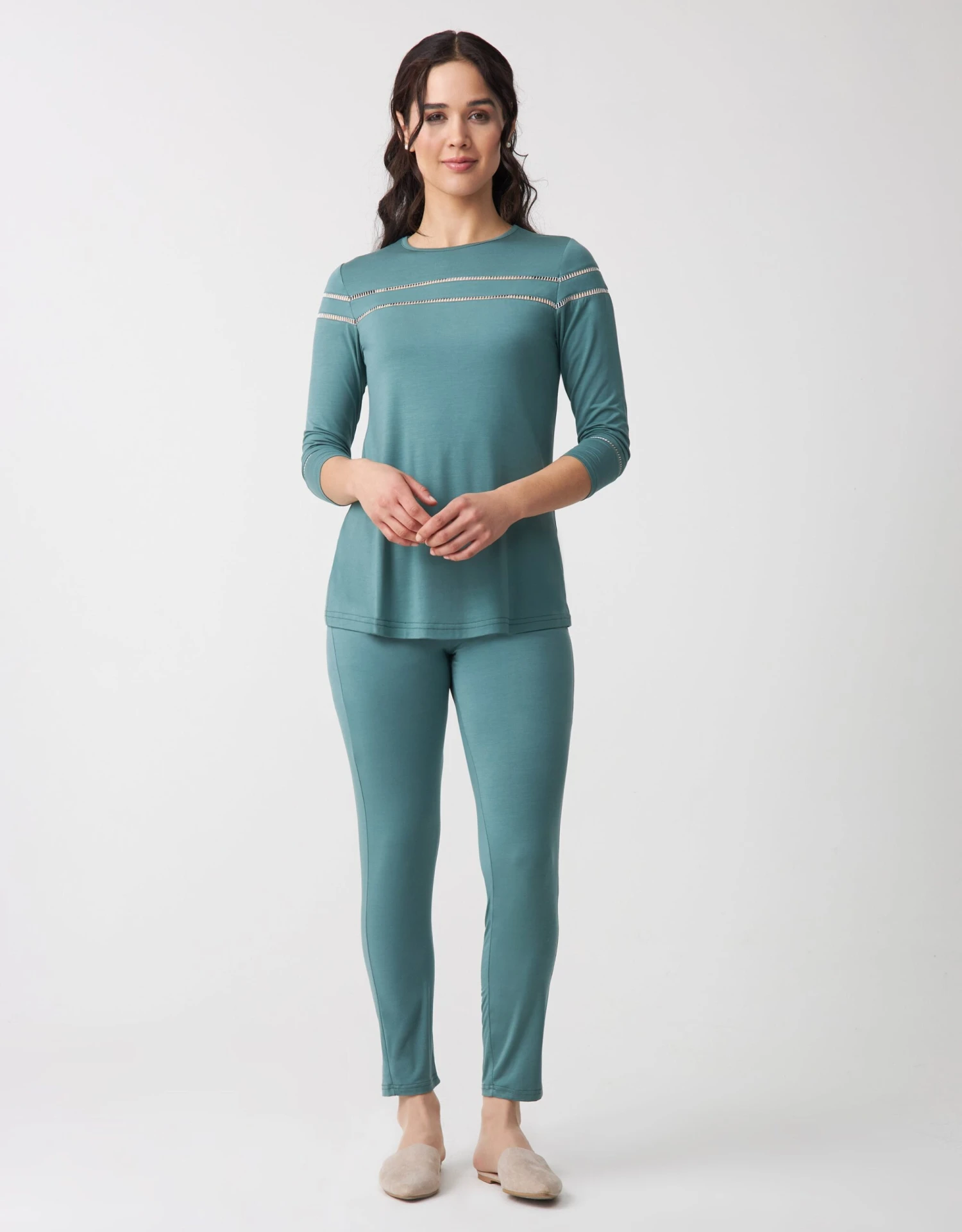 Cinderella Soft Pajama Legging Set With Vertical Trim Light Sage 1 Cinderella Soft Pajama Legging Set With Vertical Trim Light Sage