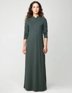 Cinderella Lace Trimmed Button Front Nightgown Hunter