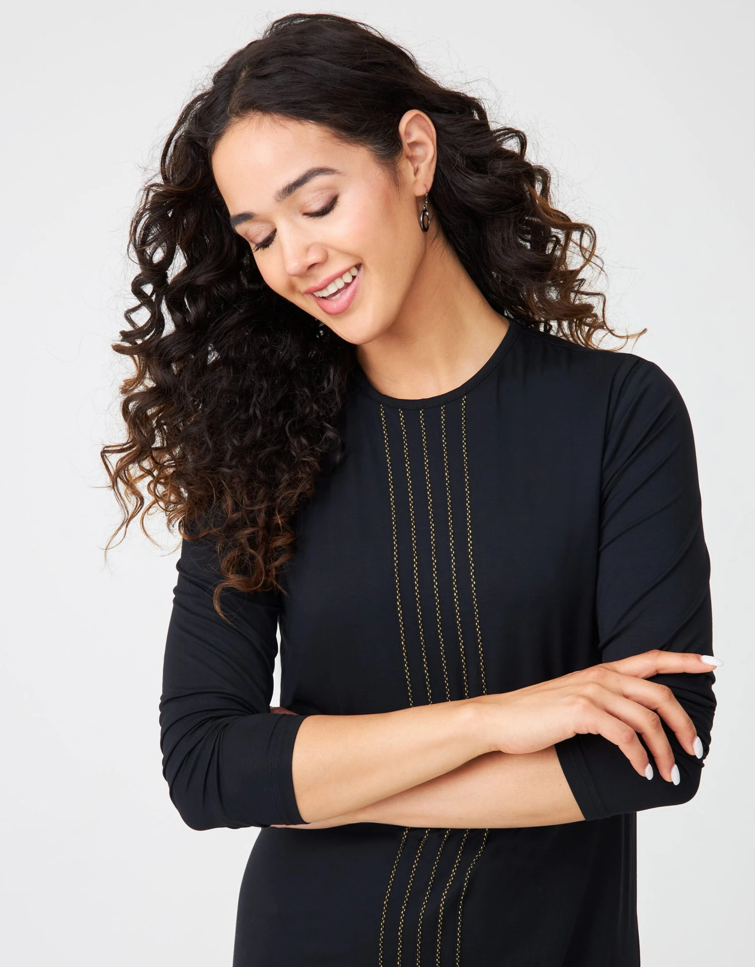 Cinderella Pull On Layered Nursing Nightgown With Double Stitched Tucks Black 2 Cinderella Pull On Layered Nursing Nightgown With Double Stitched Tucks Black - Image 2