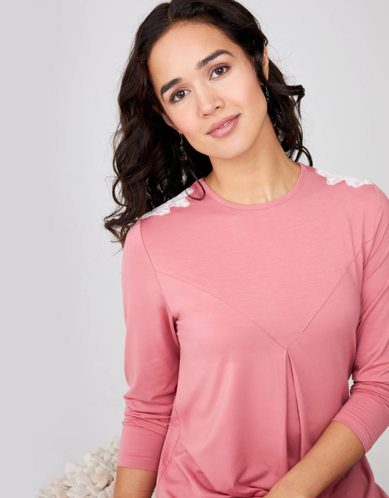 Cinderella Pull On Lace Trimmed V-Cut Nightgown Fresh Pink 2 Cinderella Pull On Lace Trimmed V-Cut Nightgown Fresh Pink - Image 2