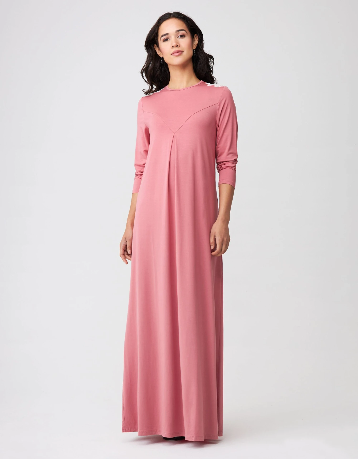 Cinderella Pull On Lace Trimmed V-Cut Nightgown Fresh Pink 1 Cinderella Pull On Lace Trimmed V-Cut Nightgown Fresh Pink