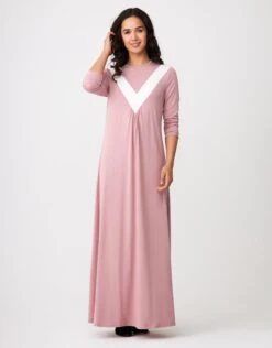 Cinderella Deep V Color Block Nightgown Soft Pink