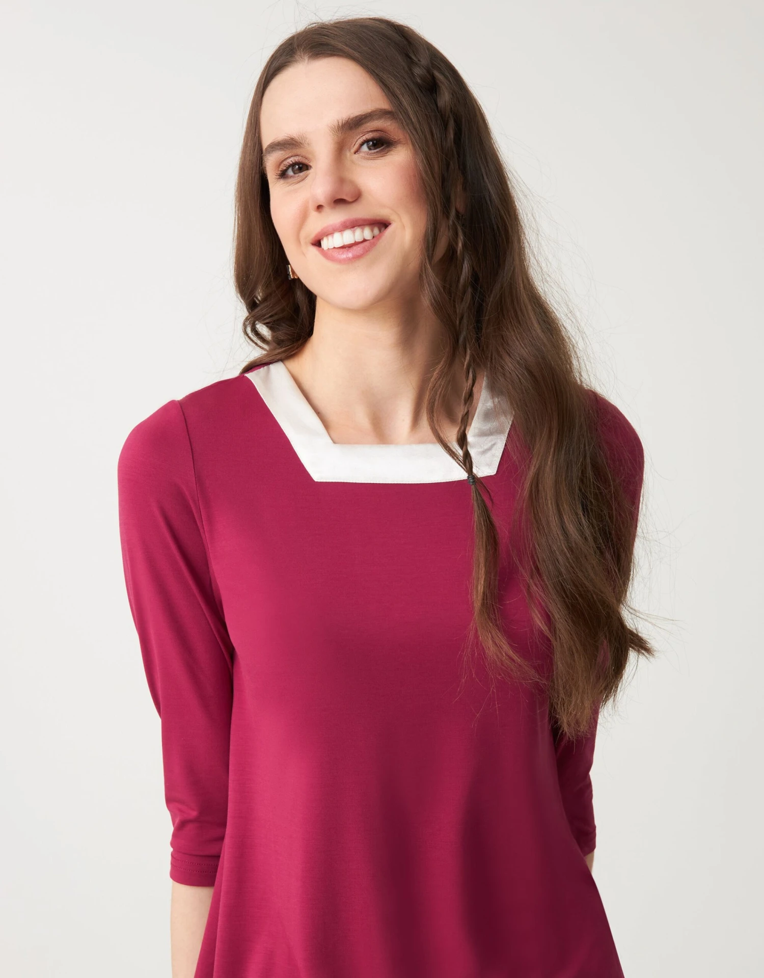 Cinderella Soft Pajama Legging Set With Square Cut Satin Neckline Berry 2 Cinderella Soft Pajama Legging Set With Square Cut Satin Neckline Berry - Image 2