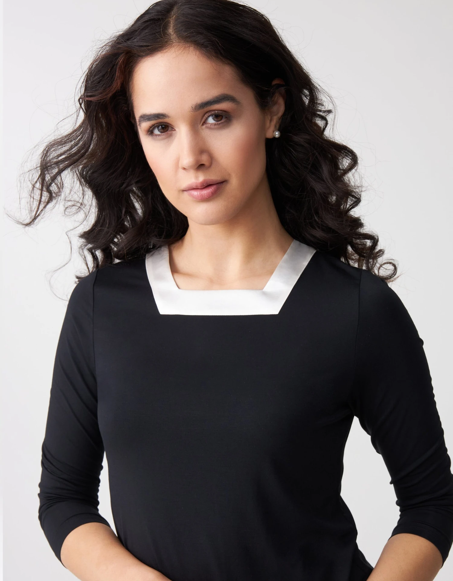 Cinderella Soft Pajama Legging Set With Square Cut Satin Neckline Black 2 Cinderella Soft Pajama Legging Set With Square Cut Satin Neckline Black - Image 2