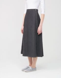 34" Mock Wrap Skirt With Patch Pocket Black Wash 6 34" Mock Wrap Skirt With Patch Pocket Black Wash -Fashionable Home Wear D8329A MockWrapPatchPocket.BlkWash