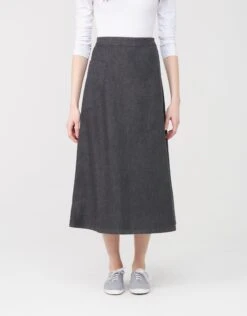 34" Mock Wrap Skirt With Patch Pocket Black Wash