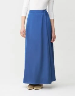 33"-40" Mock Wrap Satin Skirt Sapphire