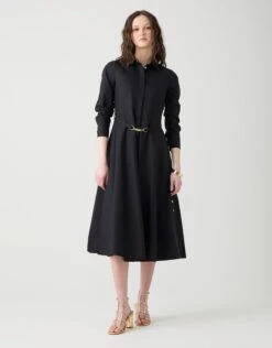 Aline Dress With Side Snap Detail Black Cotton