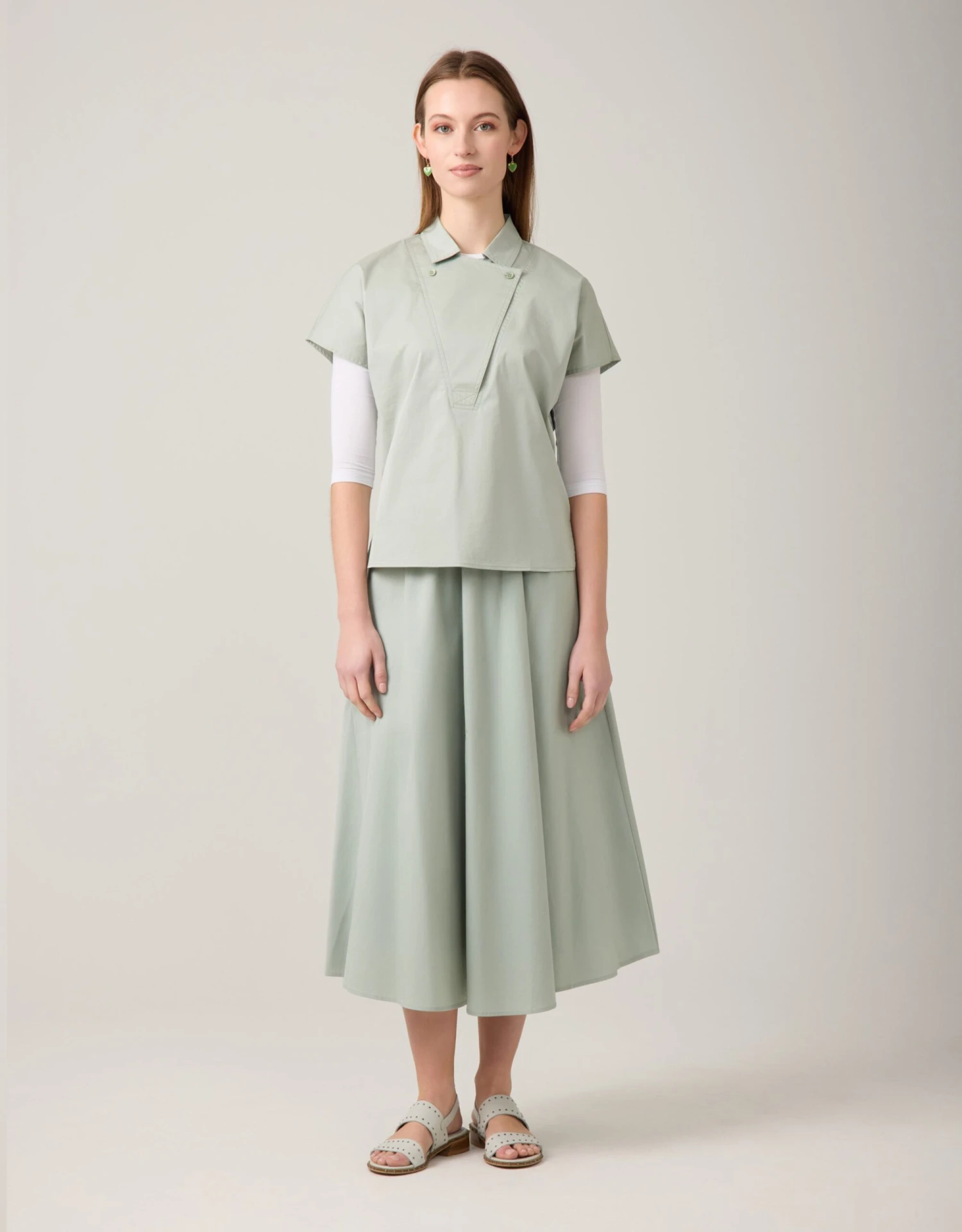 33" Poplin Drawstring Skirt Mint 2 33" Poplin Drawstring Skirt Mint - Image 2