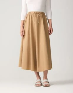 33" Poplin Drawstring Skirt Camel