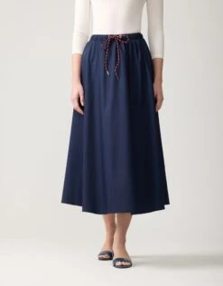 33" Poplin Drawstring Skirt Navy