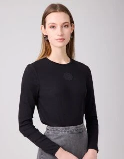 AVID Ribbed Crew Tee With AppliqueBlack