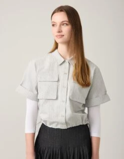 Fashionable Home Wear 49 AVID Seersucker Bubble Safari Shirt Grey