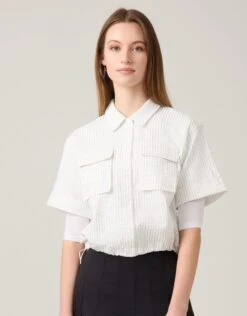 Fashionable Home Wear 53 AVID Seersucker Bubble Safari Shirt Ivory