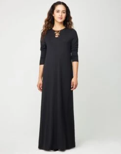 Cinderella Pull On Nightgown With Animal Print Satin Trim Black