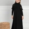 Girls Embroidered Maxi Dress Shabbos Robe With Attached Shell Sleeves