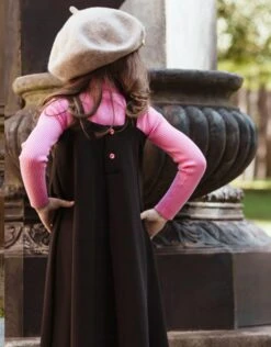 Girls Ponte Maxi Jumper Shabbos Robe With Pink Jewel Back Buttons