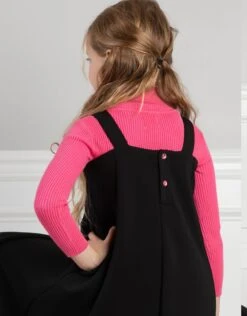 Girls Ponte Maxi Jumper Shabbos Robe With Pink Jewel Back Buttons 5 Girls Ponte Maxi Jumper Shabbos Robe With Pink Jewel Back Buttons -Fashionable Home Wear DSFW2410 InvertPleatJewelButton.Pink2