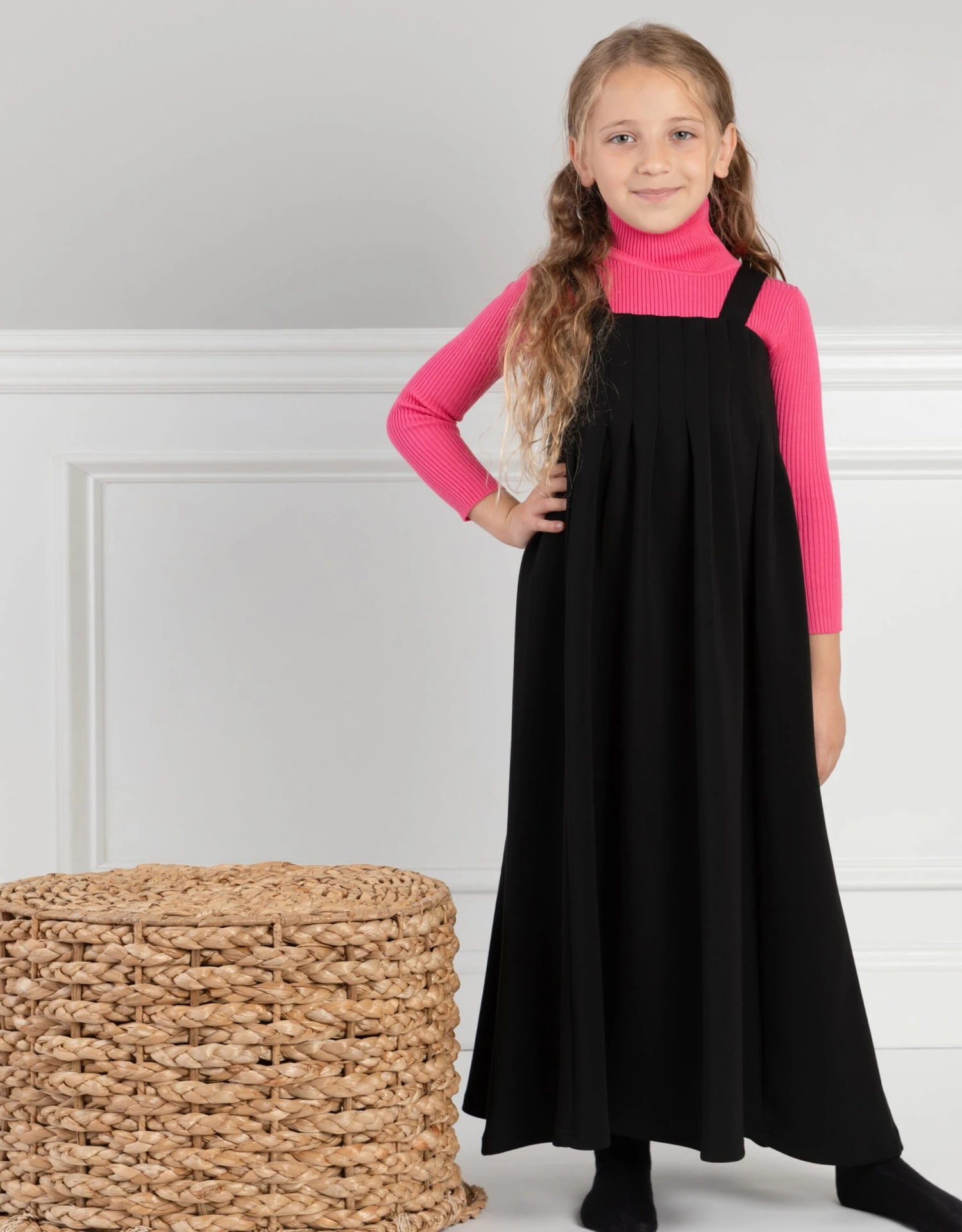 Girls Ponte Maxi Jumper Shabbos Robe With Pink Jewel Back Buttons 2 Girls Ponte Maxi Jumper Shabbos Robe With Pink Jewel Back Buttons - Image 2