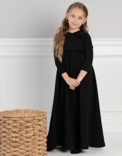 Girls Crossover Maxi Dress Shabbos Robe With Velour Trim