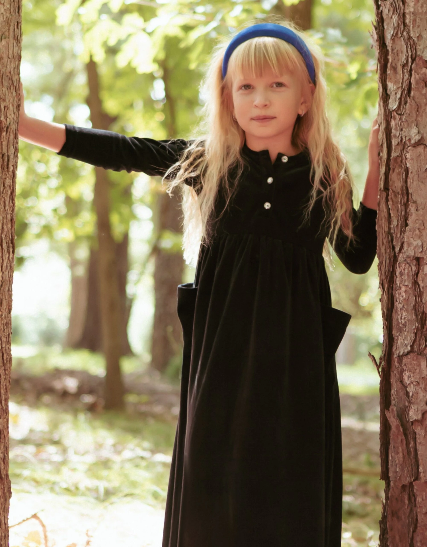 Girls Velour Maxi Dress Shabbos Robe With Patch Pockets And Jewel Buttons Black 1 Girls Velour Maxi Dress Shabbos Robe With Patch Pockets And Jewel Buttons Black