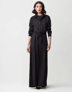 Multi Option Sleeveless Rayon Maxi Dress Shabbos Robe With Tie Front Shirt Two Piece Set
