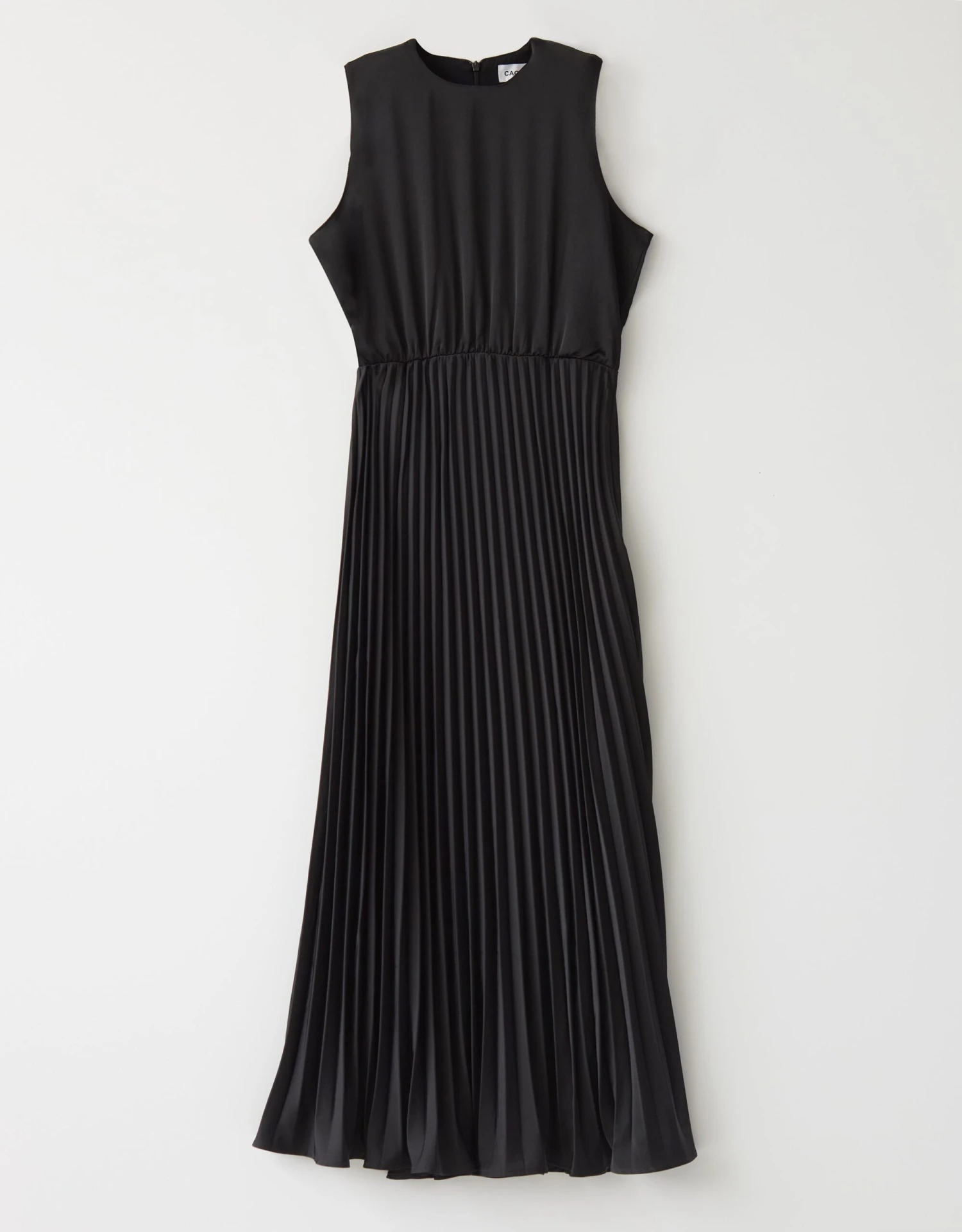 Cactus Satin Sleeveless Lined Maxi Dress Shabbos Robe With Accordian Pleats Black 1 Cactus Satin Sleeveless Lined Maxi Dress Shabbos Robe With Accordian Pleats Black