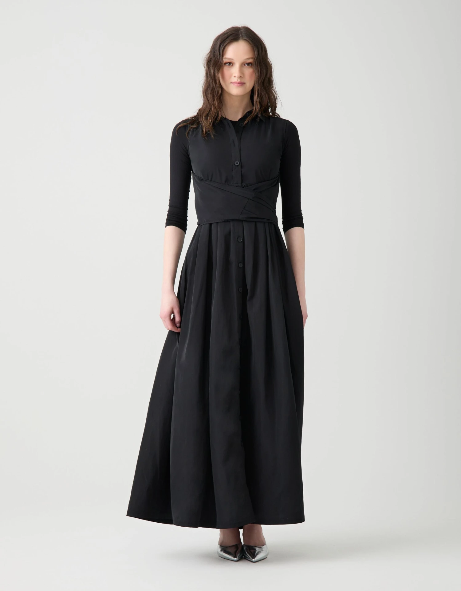 Sleeveless Poly Maxi Dress With Multi Option Wrap Around Sash Black 3 Sleeveless Poly Maxi Dress With Multi Option Wrap Around Sash Black - Image 3