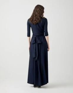 Sleeveless Rayon Maxi Dress With Multi Option Wrap Around Sash Navy -Fashionable Home Wear DSSPTN2515 WrapAroundSash.PolyNavy4