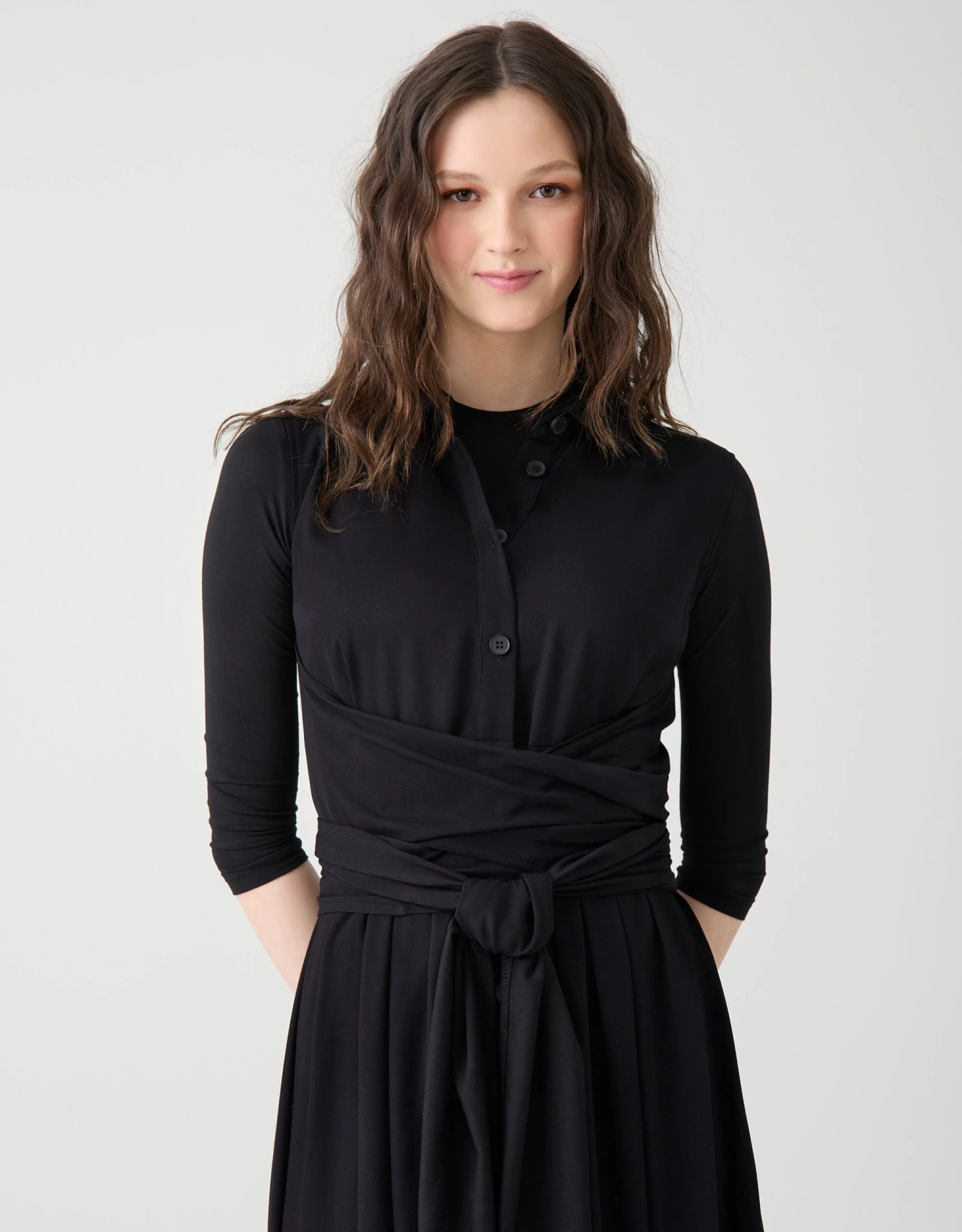 Sleeveless Rayon Maxi Dress With Multi Option Wrap Around Sash Black 3 Sleeveless Rayon Maxi Dress With Multi Option Wrap Around Sash Black - Image 3