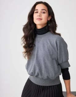 Jersey Elbow Sleeve Vest With Pocket Welts Heather Gray