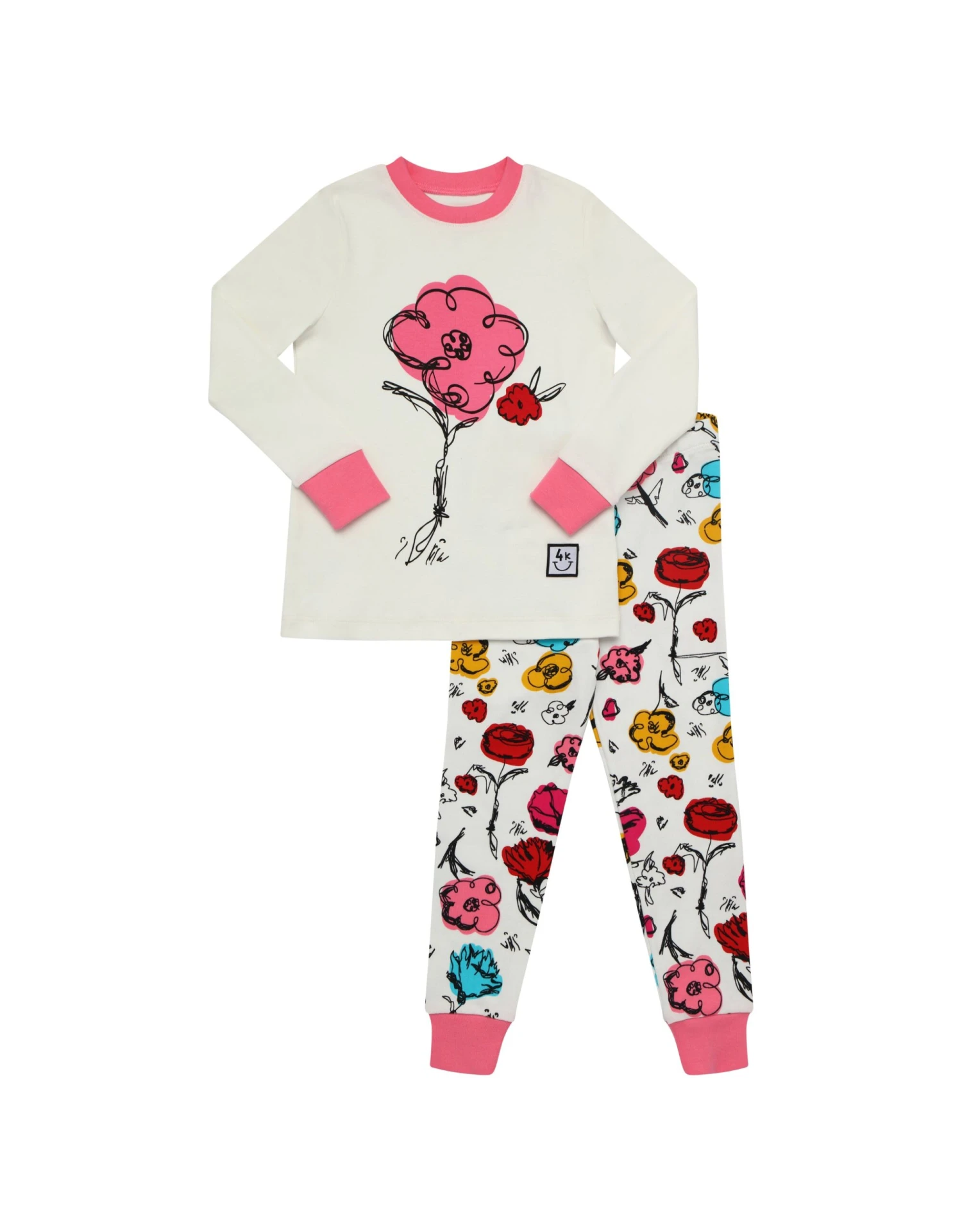 Kids Pima Cotton Solo Posy Pajamas Legging Playwear Set Pink 1 Kids Pima Cotton Solo Posy Pajamas Legging Playwear Set Pink