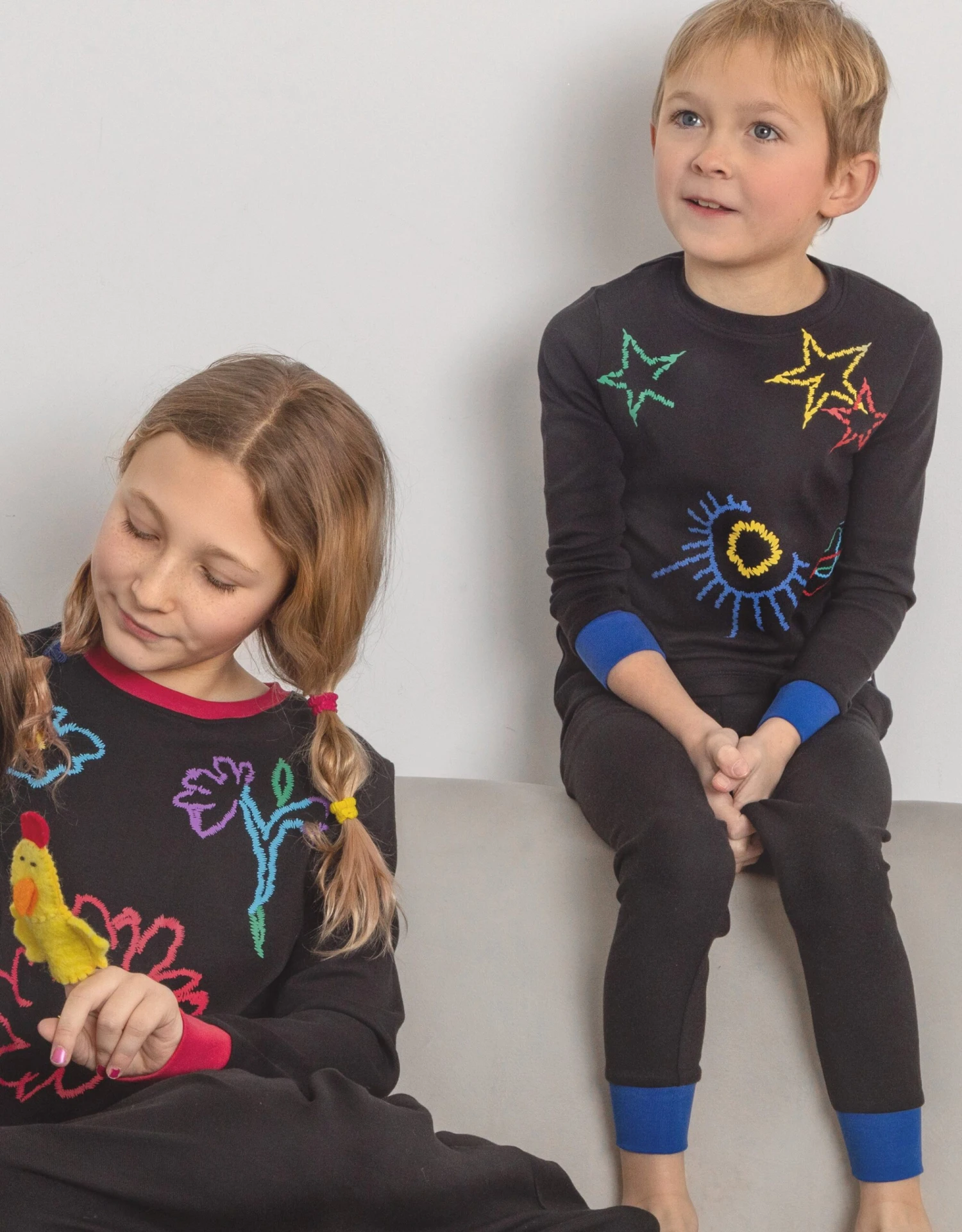 Pima Cotton Fuzzy Galaxy Kids Pajamas Legging Playwear Set Black 2 Pima Cotton Fuzzy Galaxy Kids Pajamas Legging Playwear Set Black - Image 2