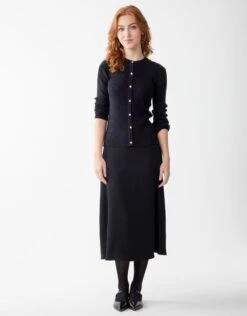 Fashionable Home Wear -Fashionable Home Wear GFW24126 LongRibCardi.BlkSpeckled