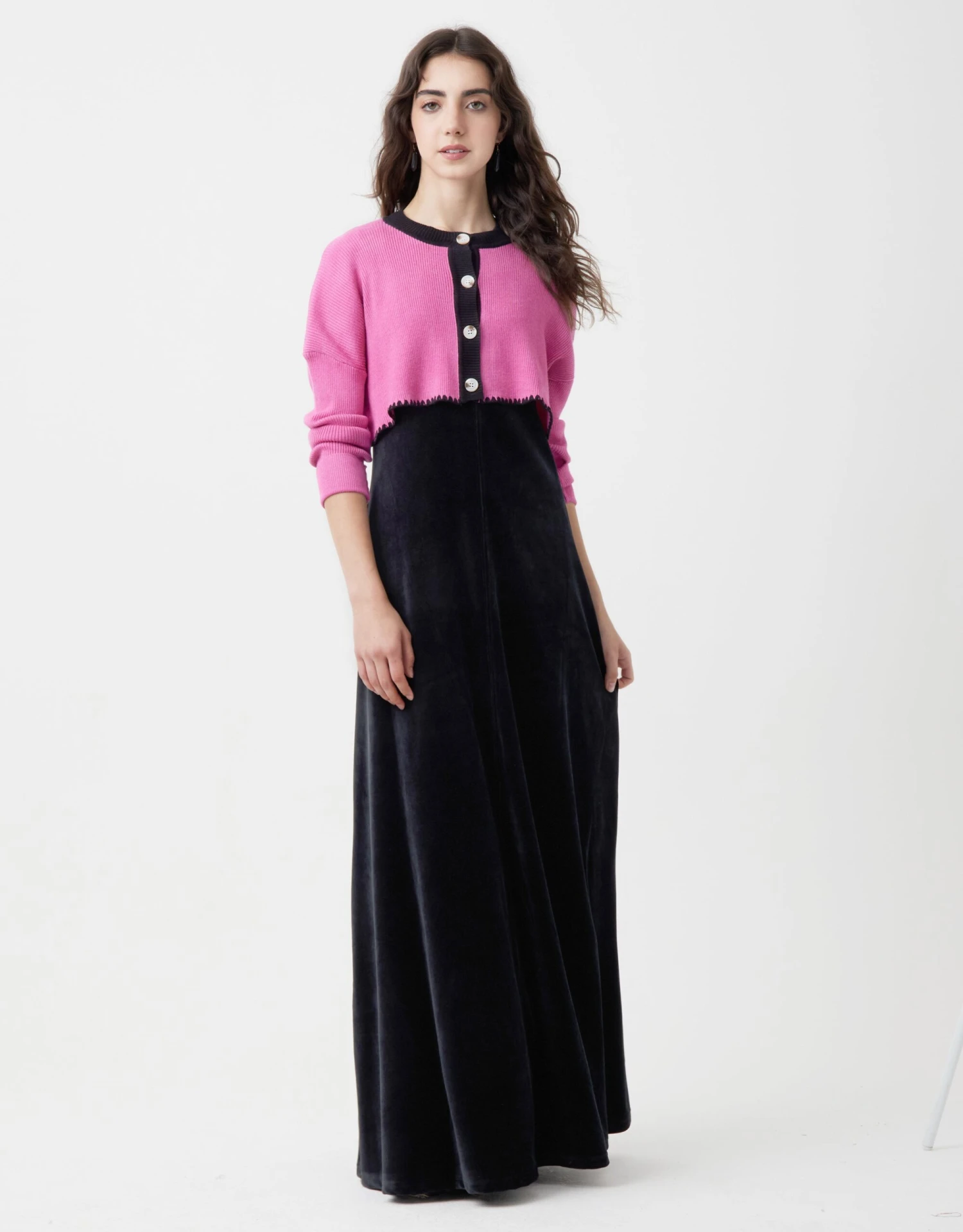 Cropped Button Cardigan With Picot Trim Candy 2 Cropped Button Cardigan With Picot Trim Candy - Image 2